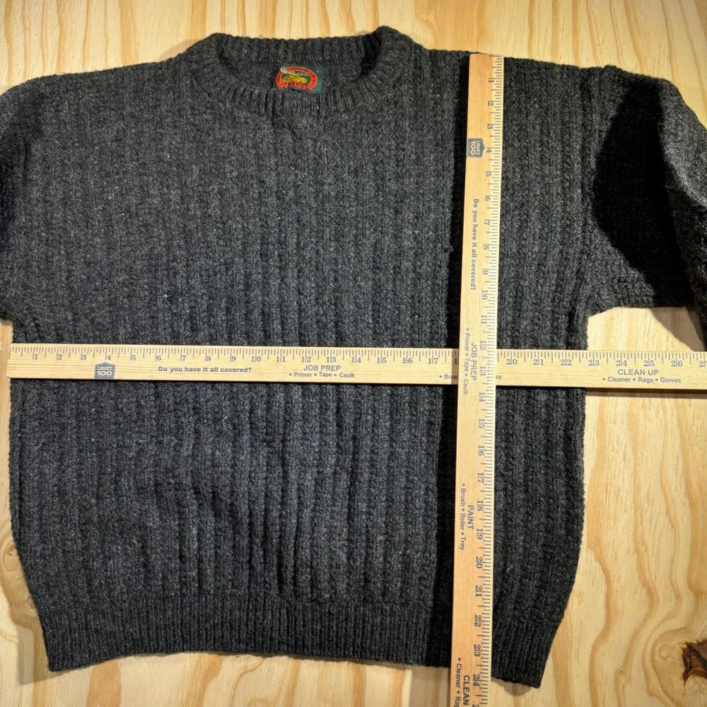 Vintage Alps Fine Apparel for Men Grey Ribbed Knit Crewneck Sweater Large